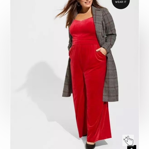 Torrid velvet wide leg jumpsuit red 4X - Picture 1 of 9